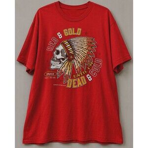 Kansas City Football T Shirt Mens 2XL Red Gold Skull Smack Apparel Graphic Tee